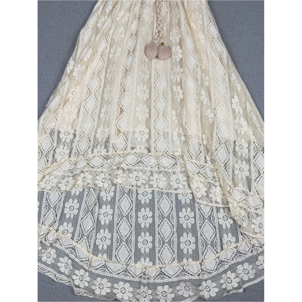 Cider Ivory Lace Tassel Hi-Low Dress XL Fairycore Cottagecore - Picture 9 of 12